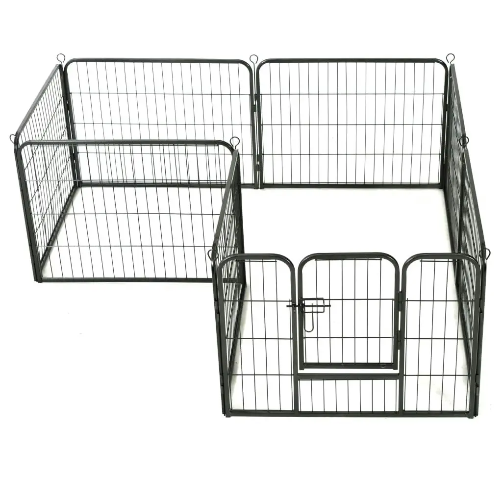 Dog Playpen 8 Panels Steel 80x60 cm Black 170572