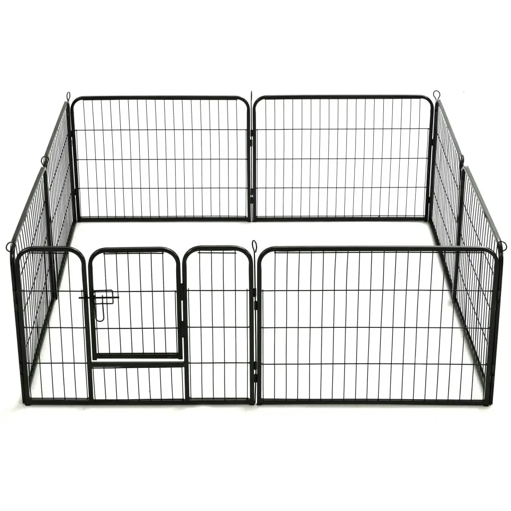 Dog Playpen 8 Panels Steel 80x60 cm Black 170572