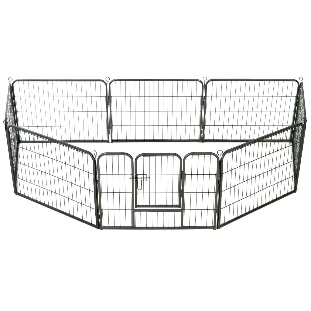 Dog Playpen 8 Panels Steel 80x60 cm Black 170572