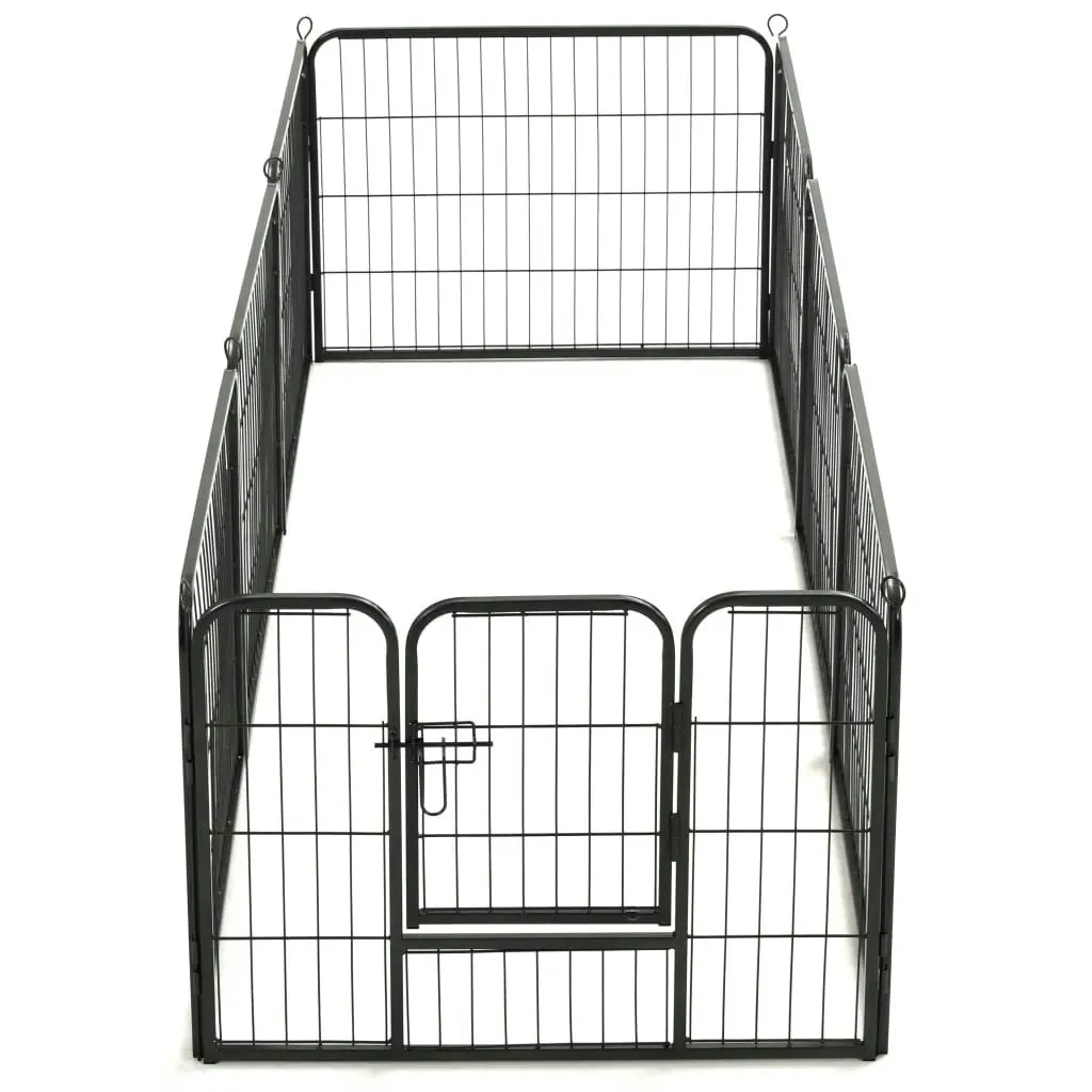 Dog Playpen 8 Panels Steel 80x60 cm Black 170572