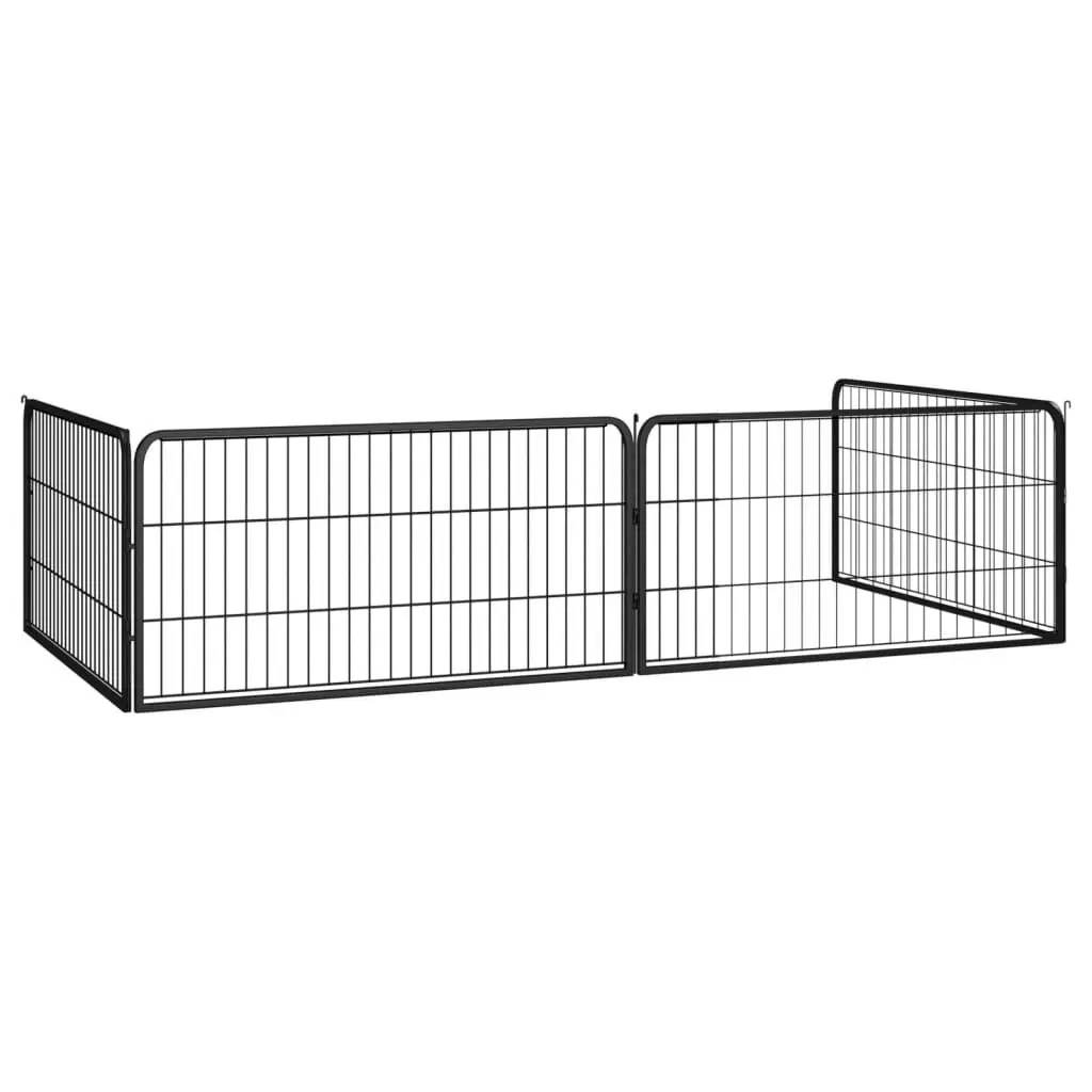 Dog Playpen 4 Panels Black 100x50 cm Powder-coated Steel 171794