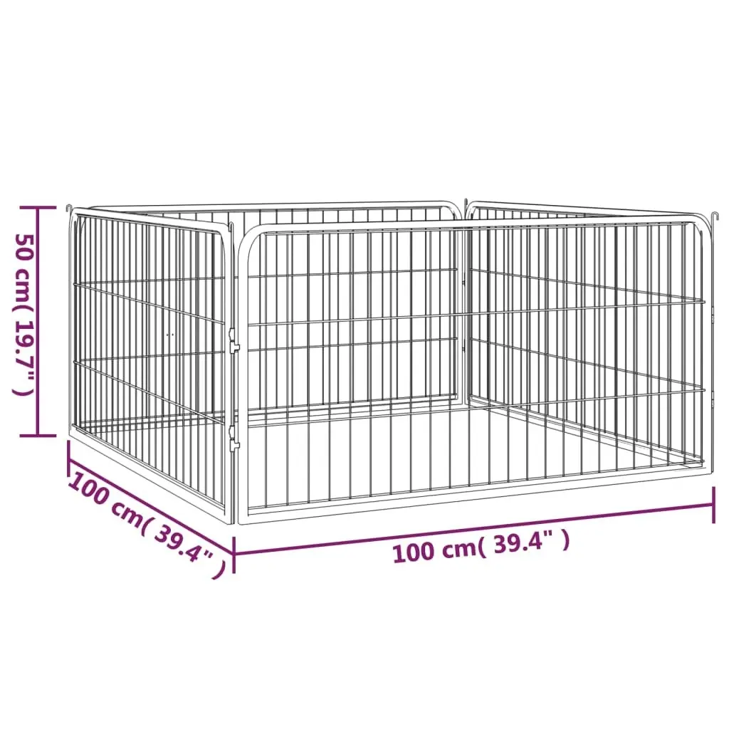 Dog Playpen 4 Panels Black 100x50 cm Powder-coated Steel 171794