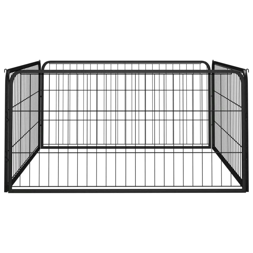 Dog Playpen 4 Panels Black 100x50 cm Powder-coated Steel 171794