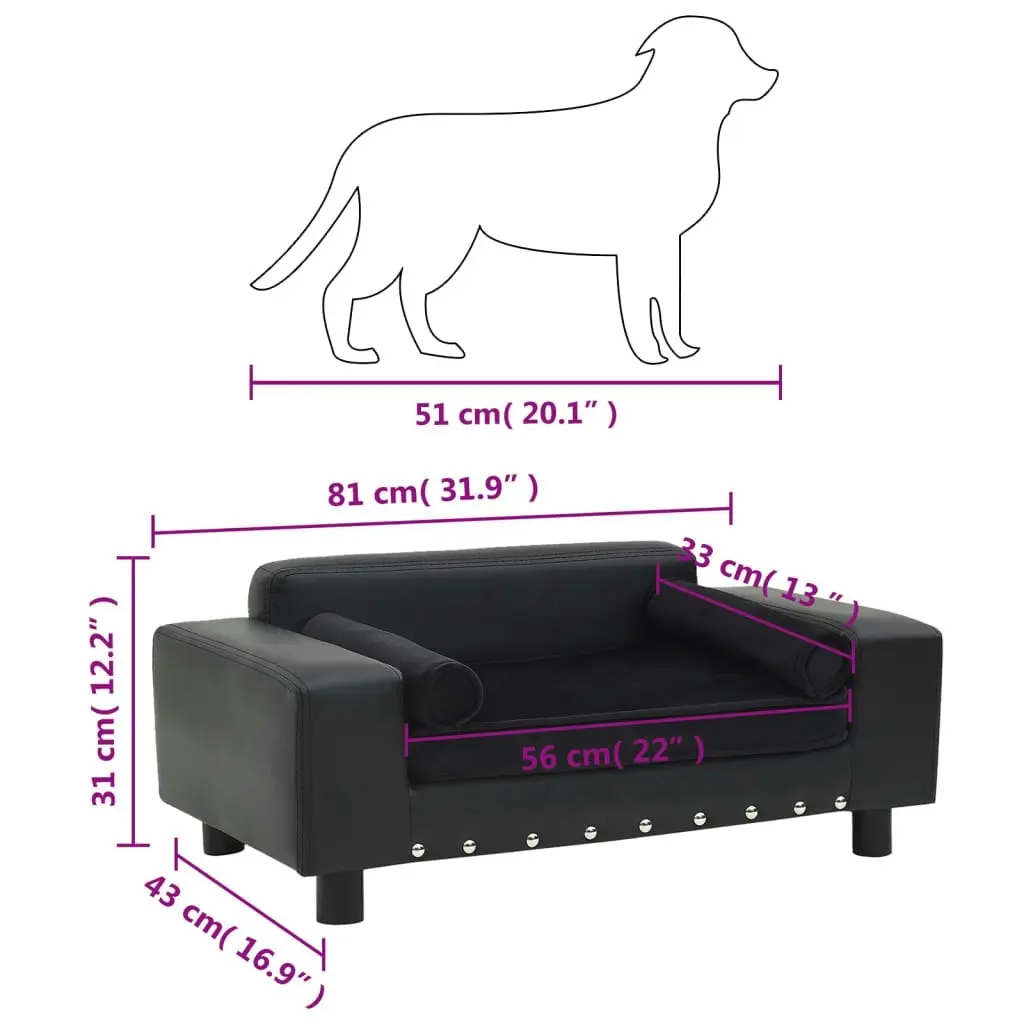 Dog Sofa Black 81x43x31 cm Plush and Faux Leather 170954