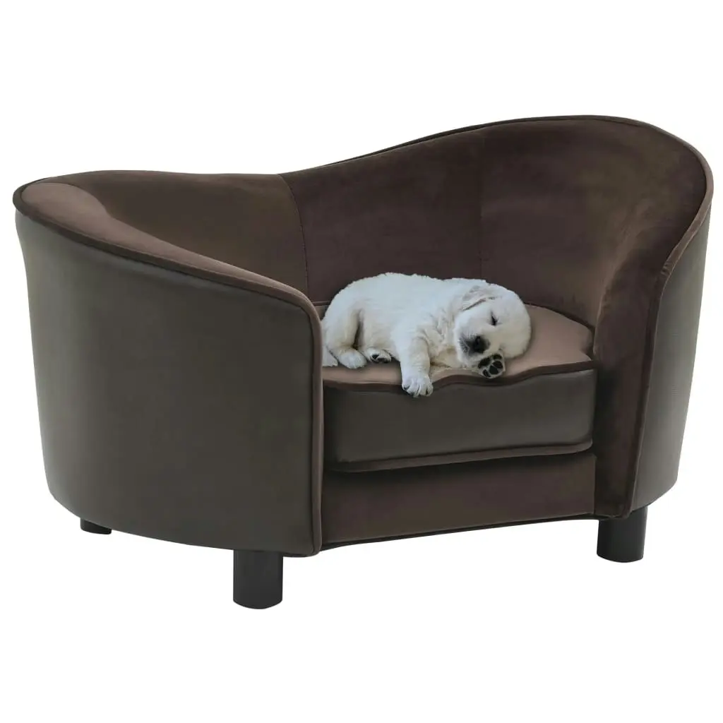 Dog Sofa Brown 69x49x40 cm Plush and Faux Leather 170950