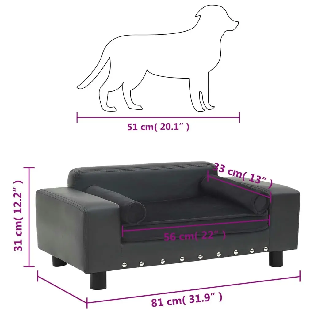 Dog Sofa Dark Grey 81x43x31 cm Plush and Faux Leather 171044