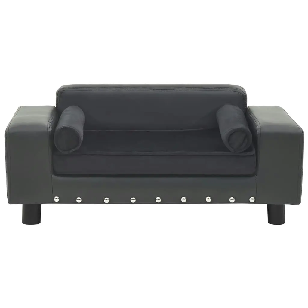 Dog Sofa Dark Grey 81x43x31 cm Plush and Faux Leather 171044