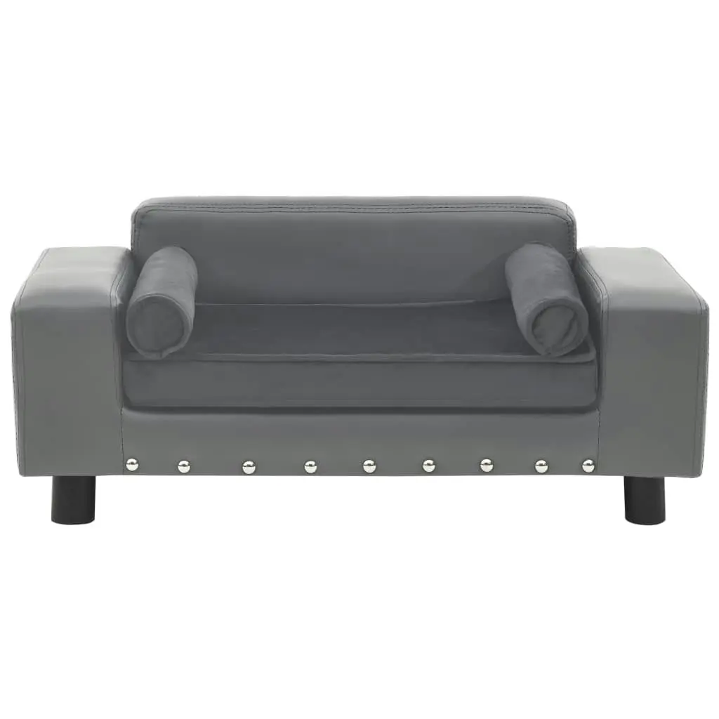 Dog Sofa Grey 81x43x31 cm Plush and Faux Leather 170953