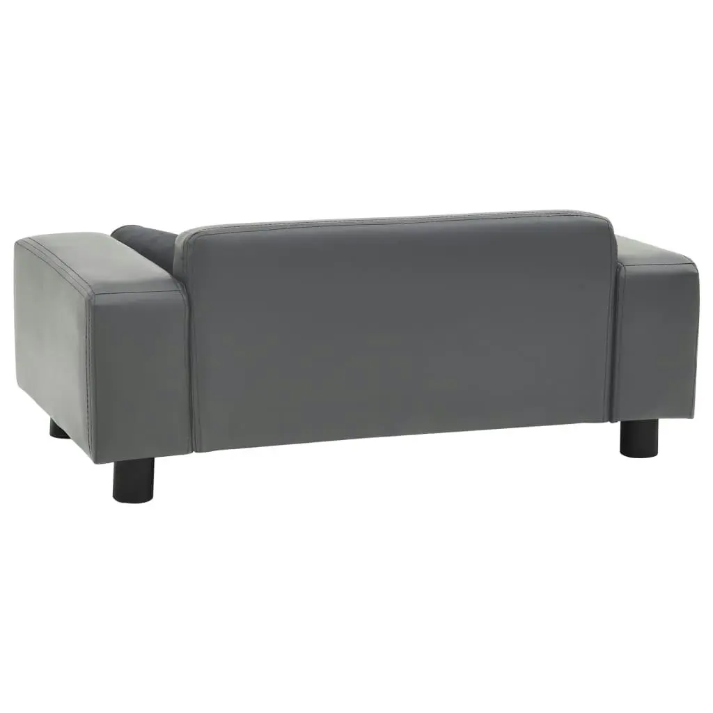 Dog Sofa Grey 81x43x31 cm Plush and Faux Leather 170953