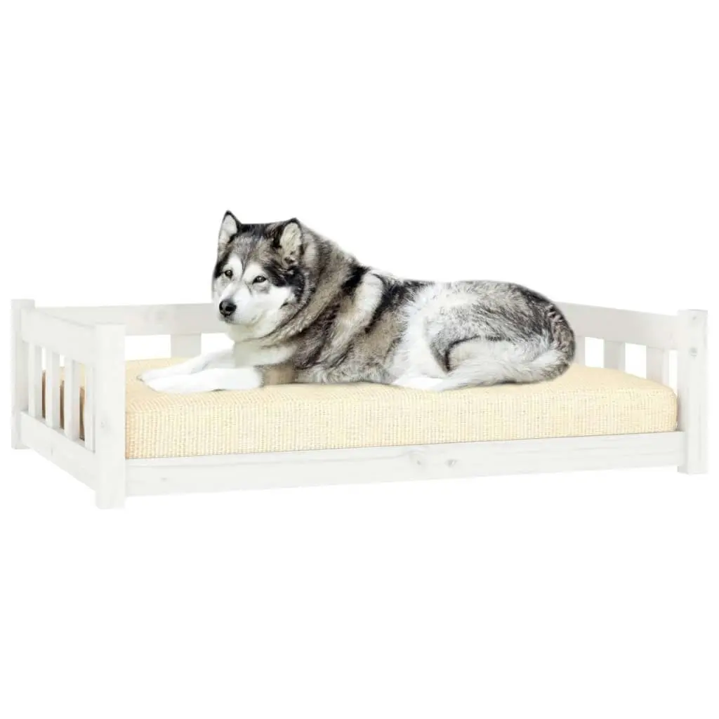 Dog Bed White 105.5x75.5x28 cm Solid Wood Pine 833258