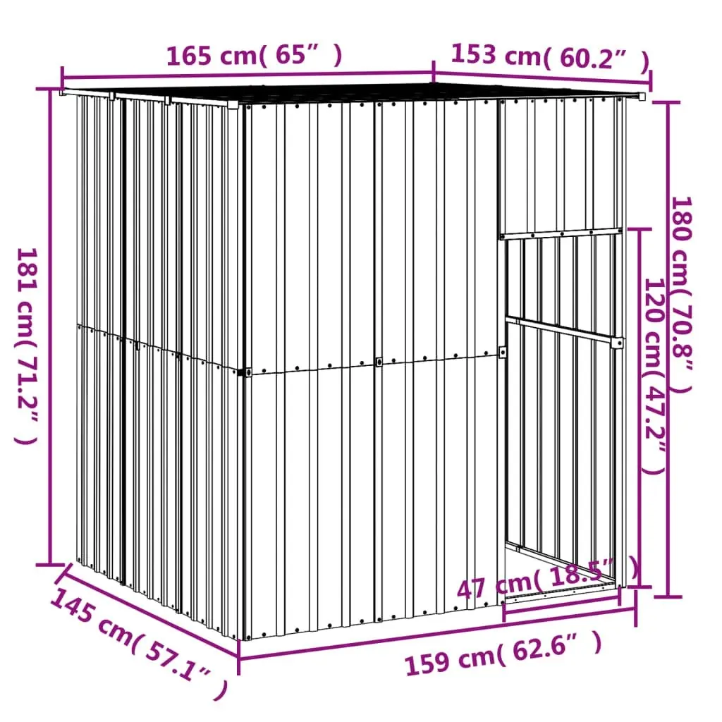 Dog House with Roof Anthracite 165x153x181 cm Galvanised Steel 172363