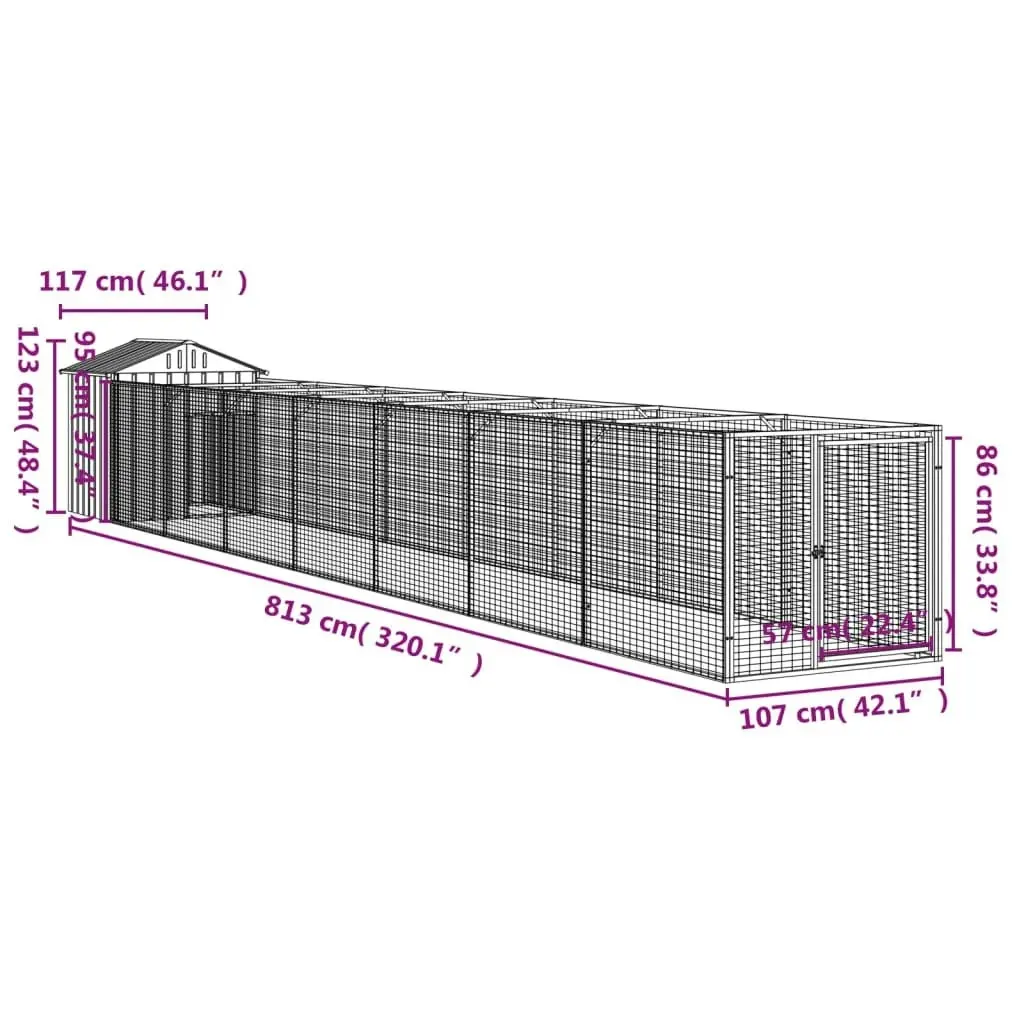 Dog House with Roof Anthracite 117x813x123 cm Galvanised Steel 3189061