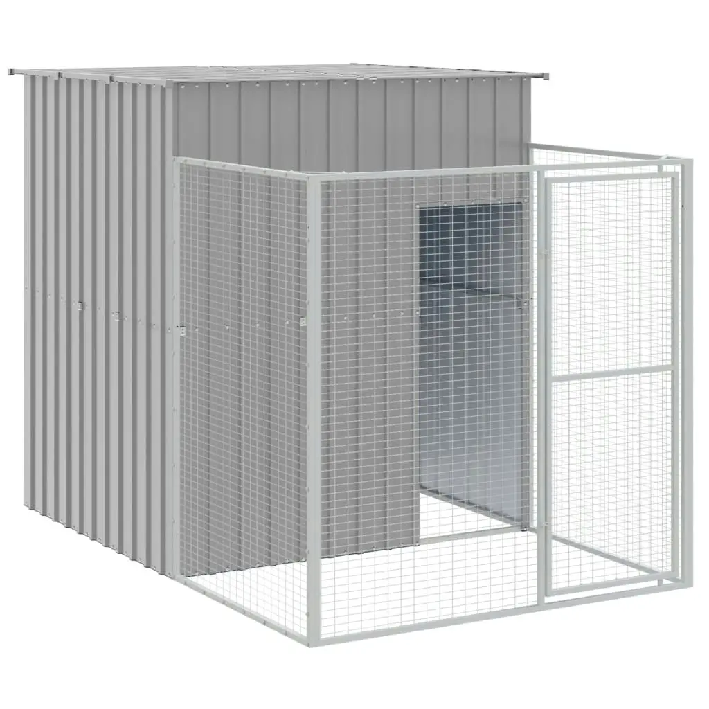 Dog House with Run Light Grey 165x659x181 cm Galvanised Steel 3189105