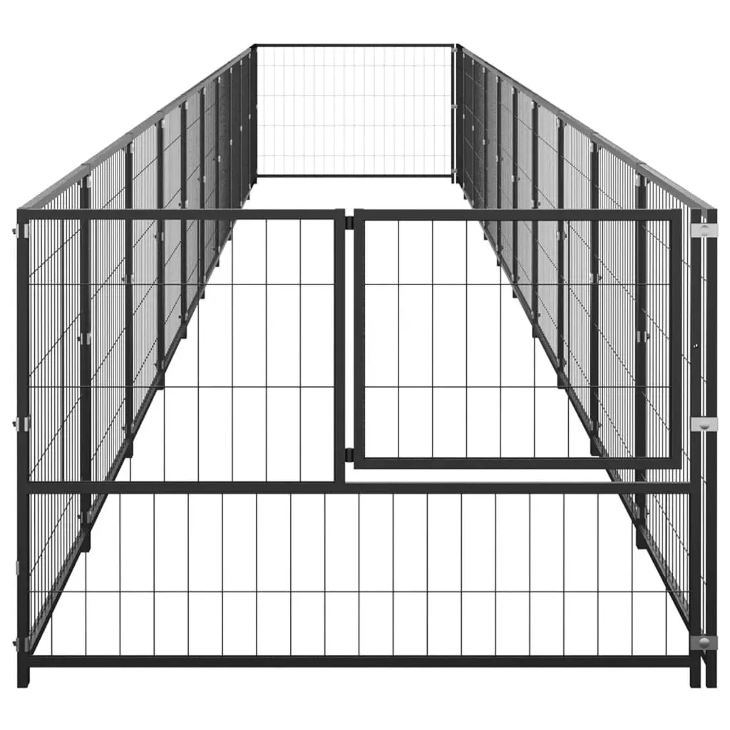 Dog Kennel Black 10 mÂ² Steel 3082100