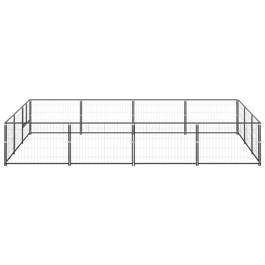 Dog Kennel Black 12 mÂ² Steel 3082128