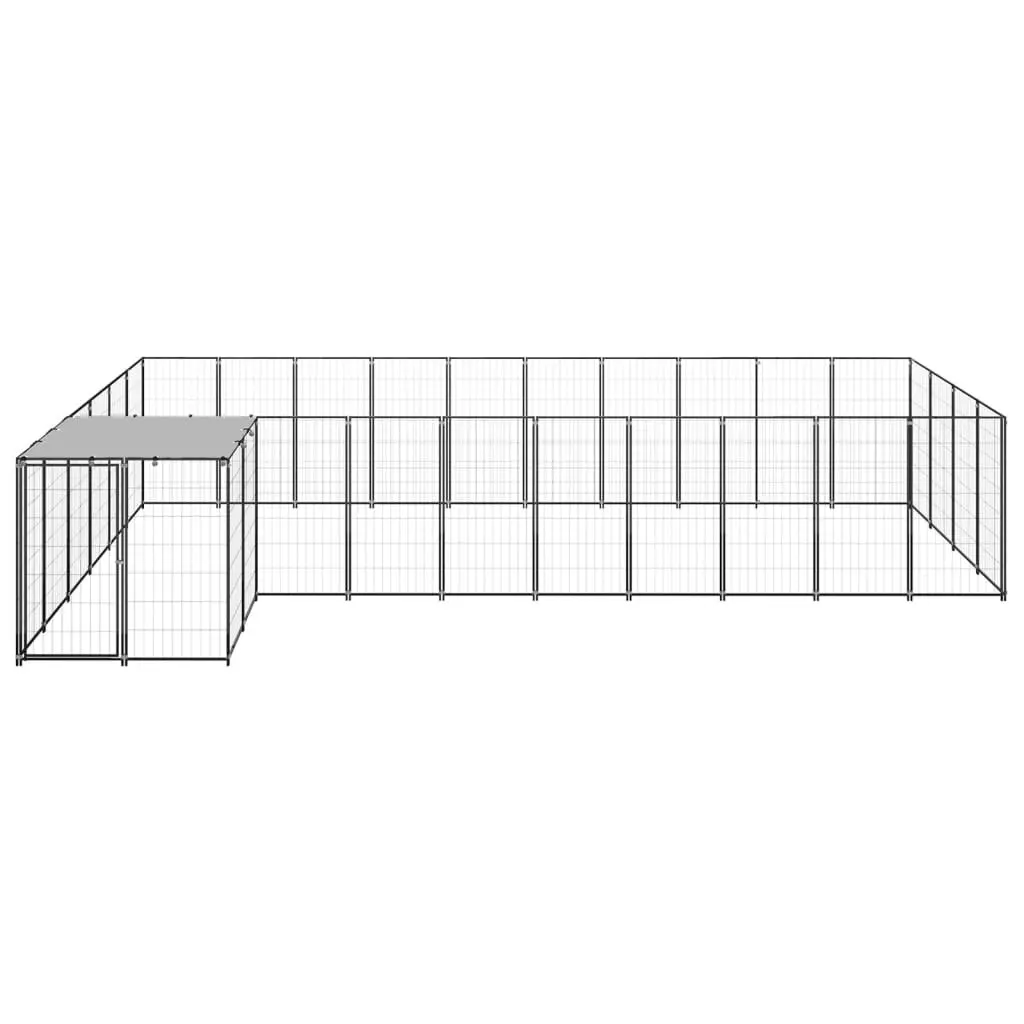 Dog Kennel Black 13.31 mÂ² Steel 3082238