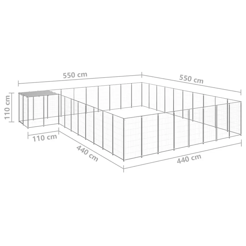 Dog Kennel Silver 25.41 mÂ² Steel 3082246