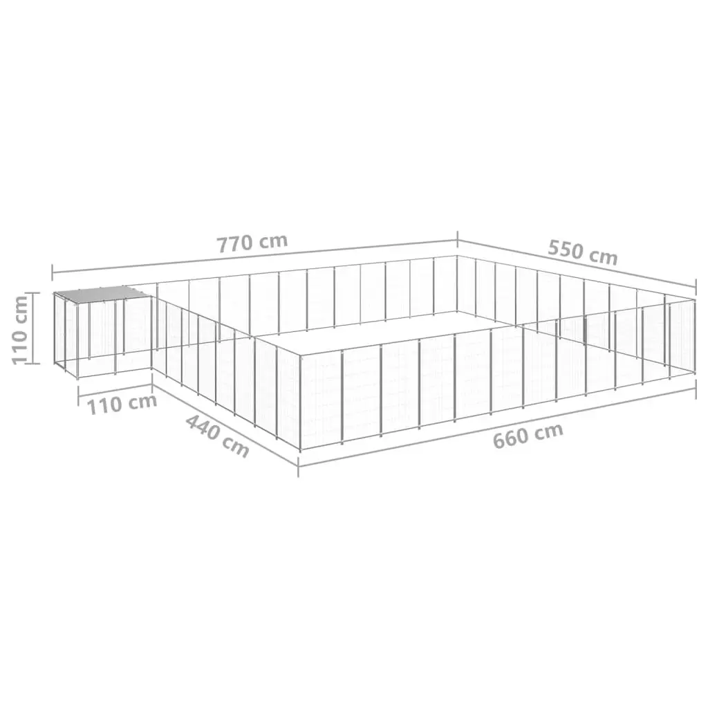 Dog Kennel Silver 37.51 mÂ² Steel 3082248