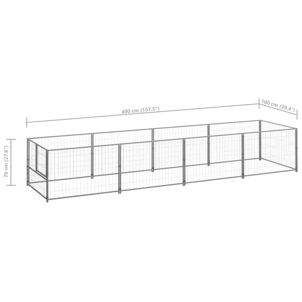 Dog Kennel Silver 4 mÂ² Steel 3082102