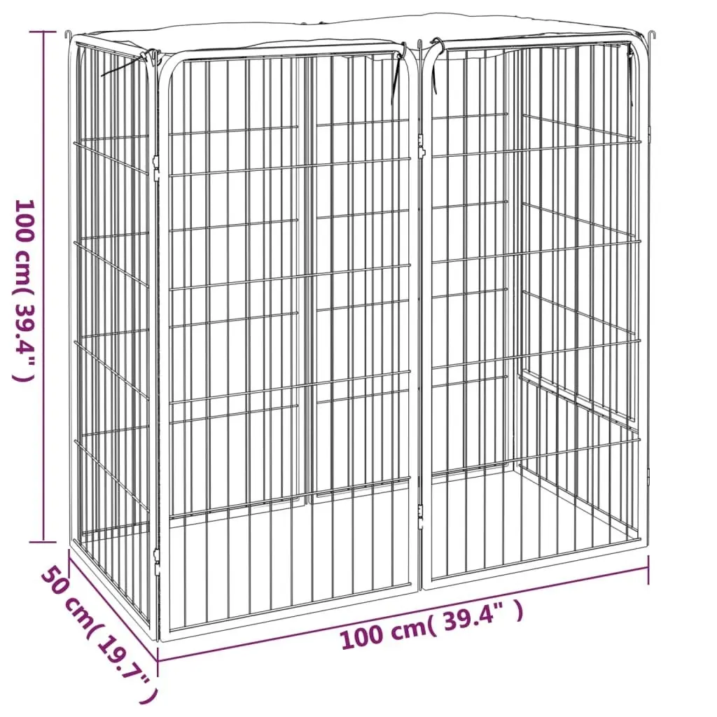 Dog Playpen 6 Panels Black 50x100 cm Powder-coated Steel 171792