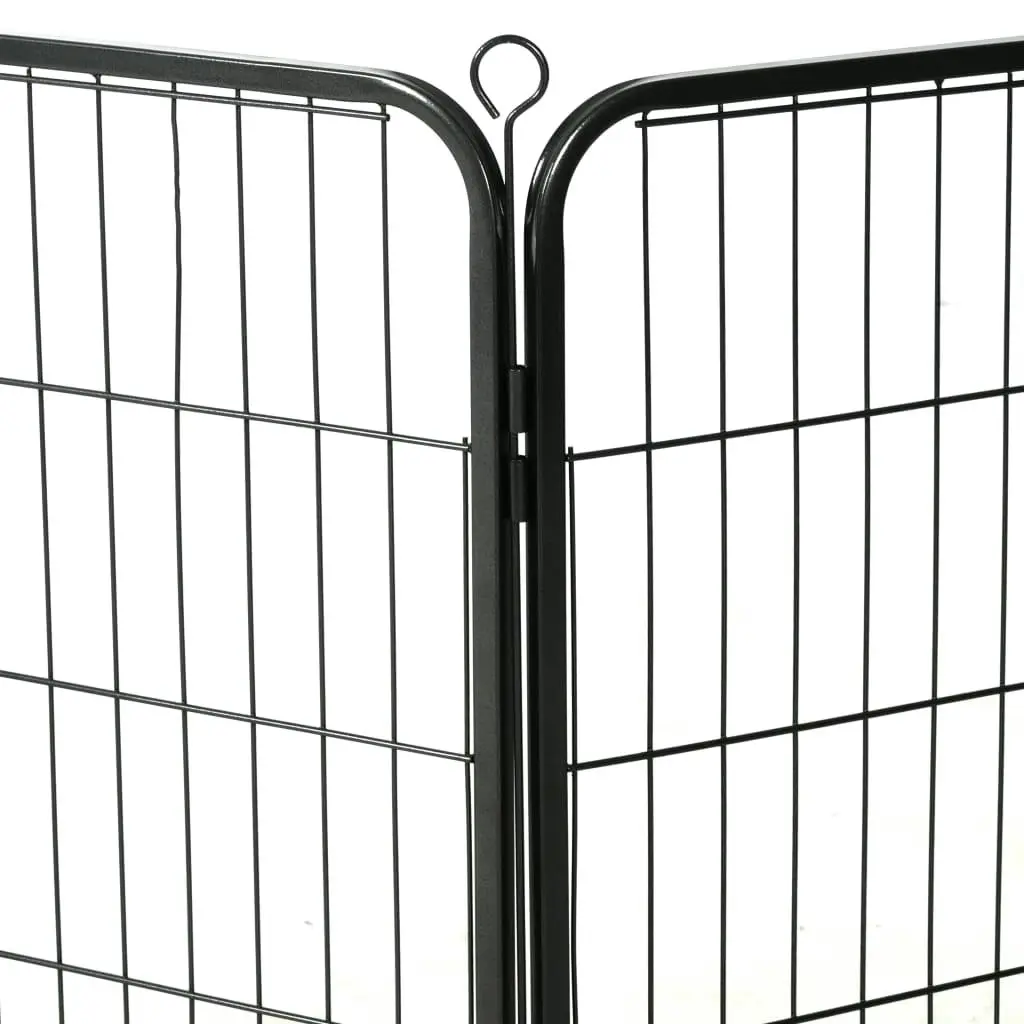 Dog Playpen 12 Panels Steel 80x60 cm Black 170573