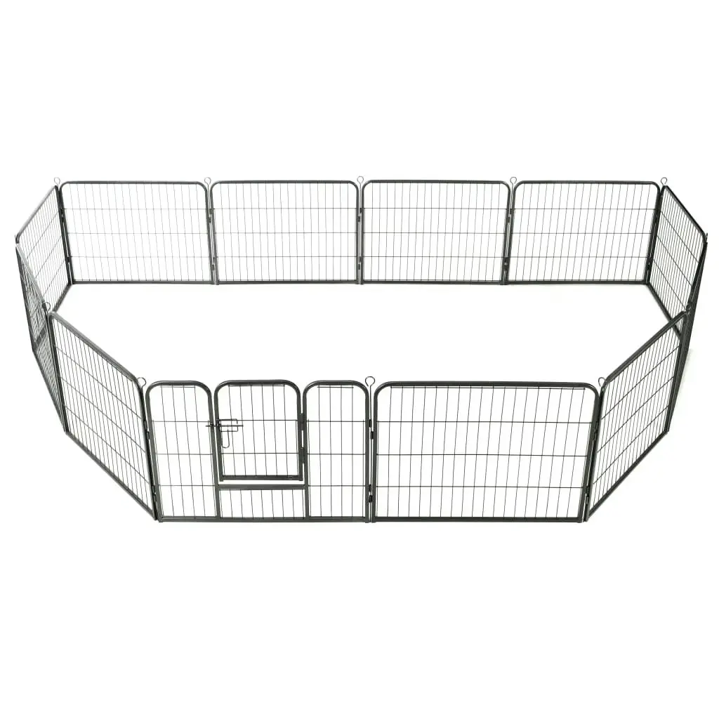 Dog Playpen 12 Panels Steel 80x60 cm Black 170573