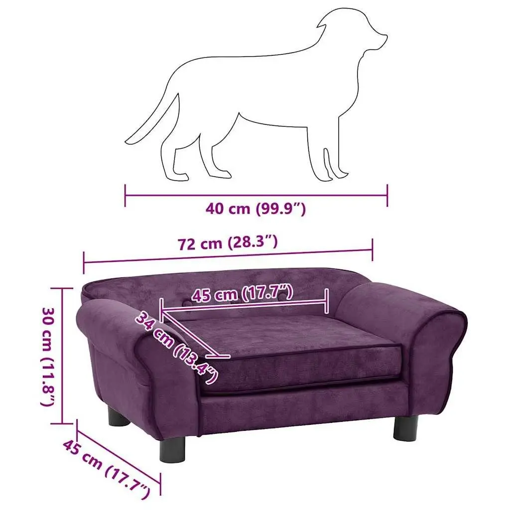 Dog Sofa Burgundy 72x45x30 cm Plush 171041