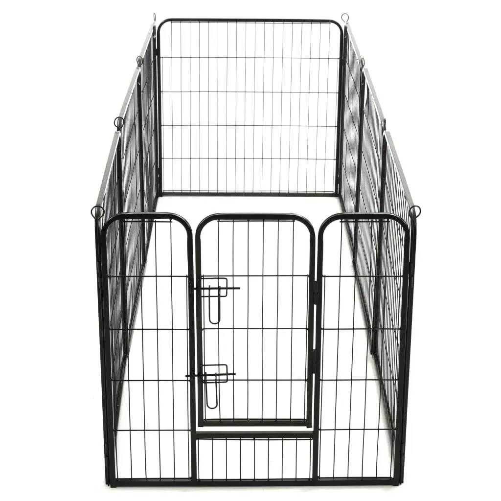 Dog Playpen 8 Panels Steel 80x80 cm Black 170571