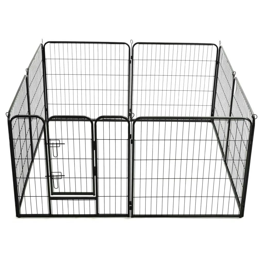 Dog Playpen 8 Panels Steel 80x80 cm Black 170571