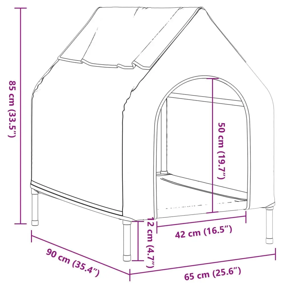 Dog House Light Grey Oxford Fabric and Steel 172590