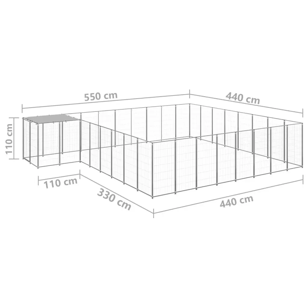 Dog Kennel Silver 20.57 mÂ² Steel 3082234