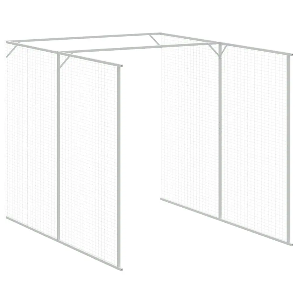 Dog House with Run Light Grey 165x455x181 cm Galvanised Steel 3189104