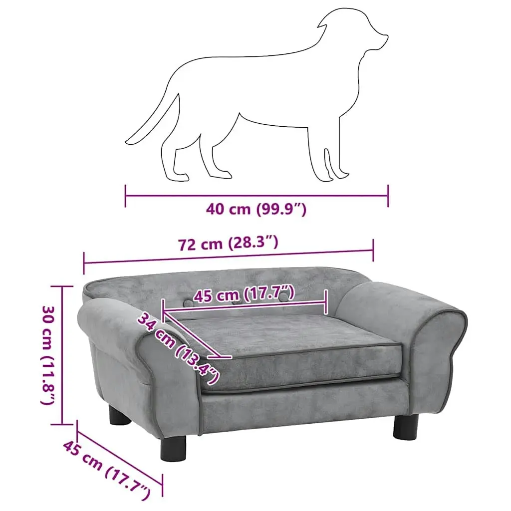 Dog Sofa Grey 72x45x30 cm Plush 170951