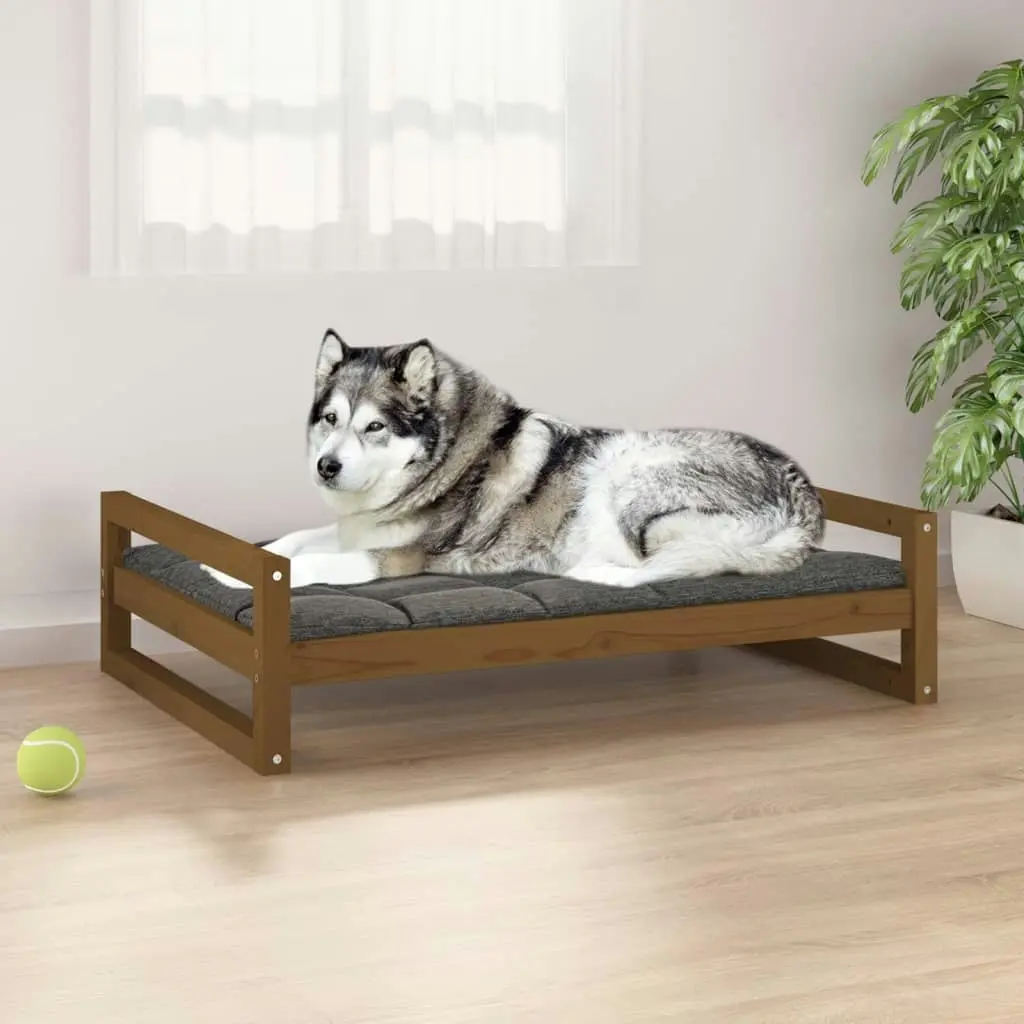 Dog Bed Honey Brown 105.5x75.5x28 cm Solid Pine Wood 821490