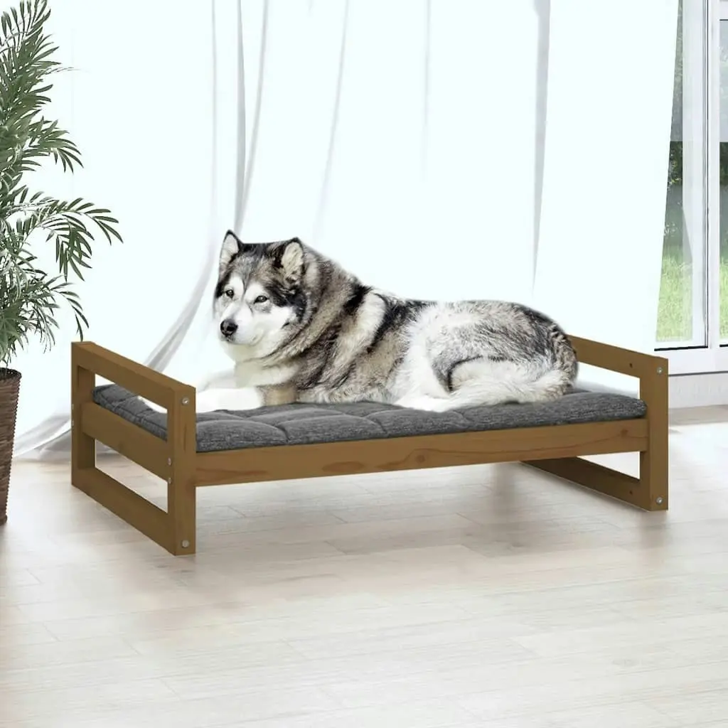 Dog Bed Honey Brown 105.5x75.5x28 cm Solid Pine Wood 821490