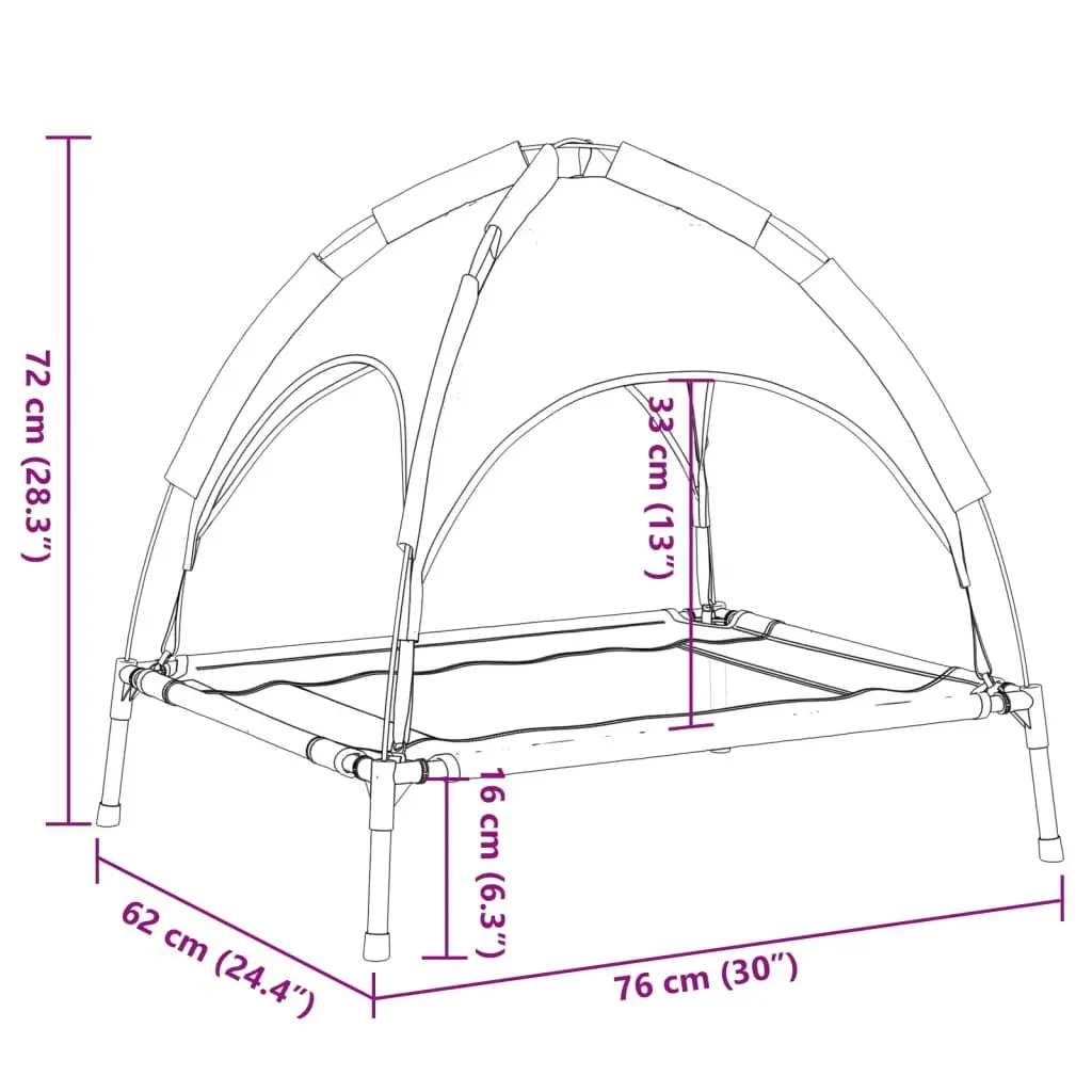 Dog Bed with Canopy Anthracite Oxford Fabric and Steel 172593