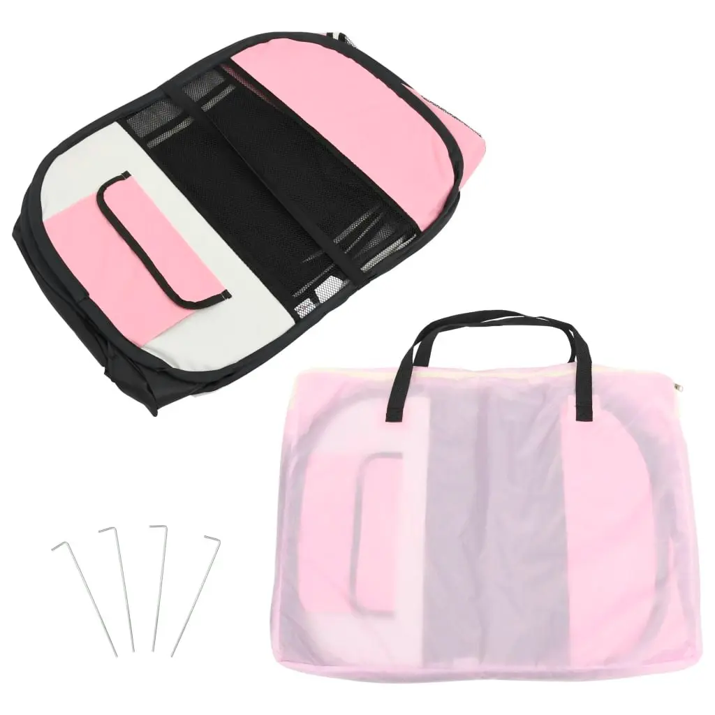 Foldable Dog Playpen with Carrying Bag Pink 145x145x61 cm 171012