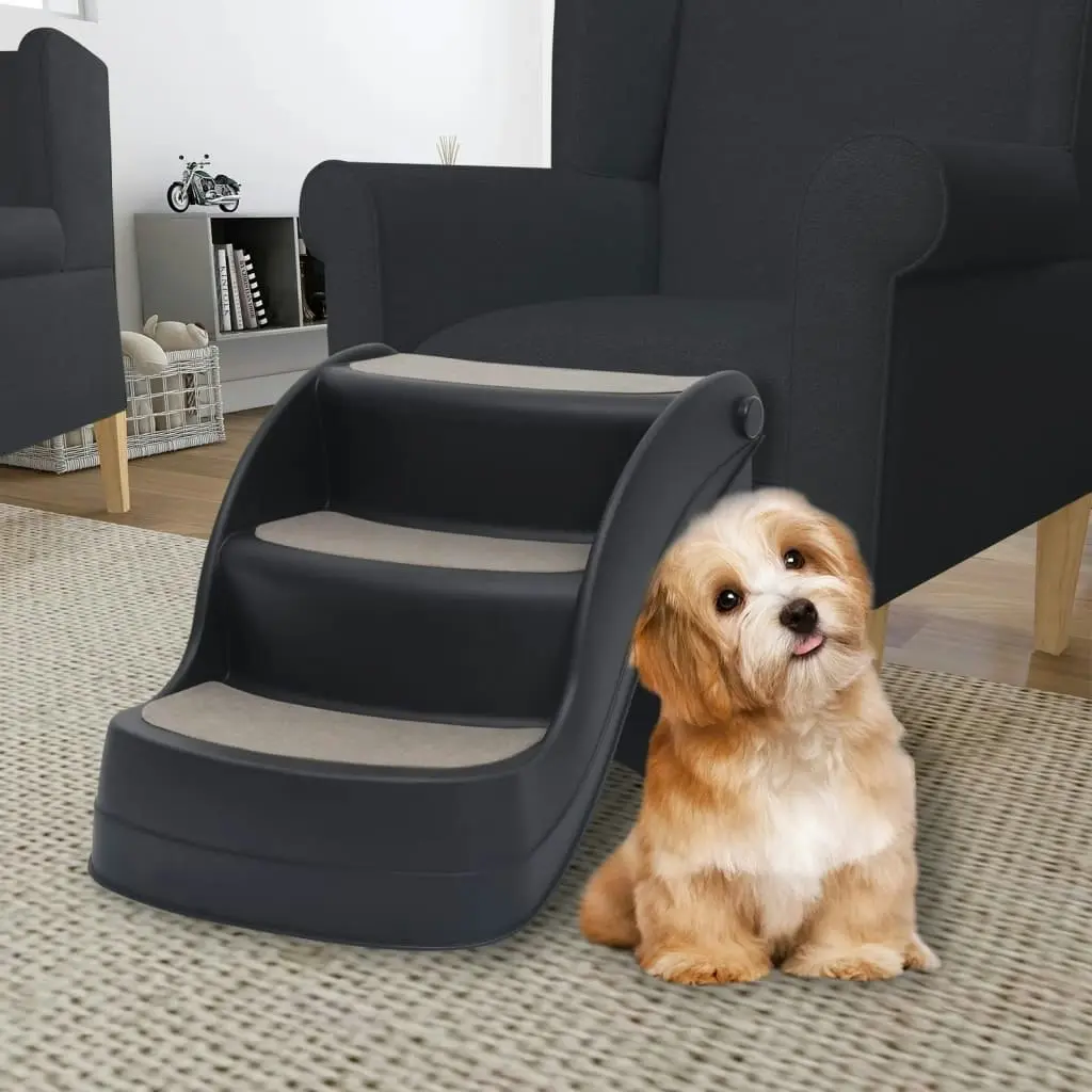 Folding 3-Step Dog Stairs Black 171173