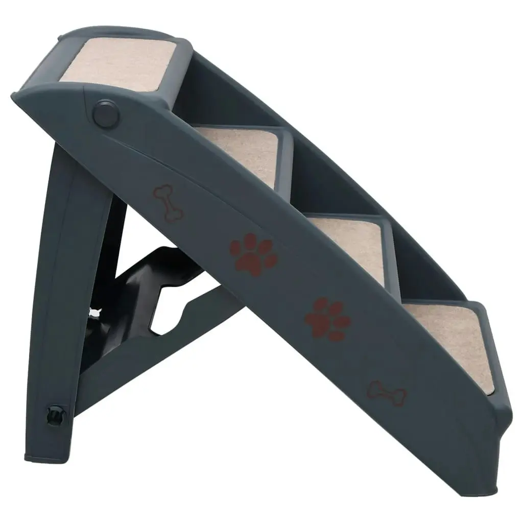 Folding 4-Step Dog Stairs Dark Grey 171172