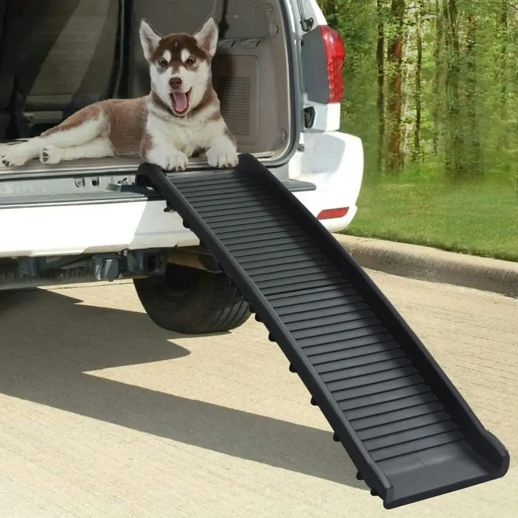 Folding Dog Ramp Black 155.5x40x15.5 cm 170987