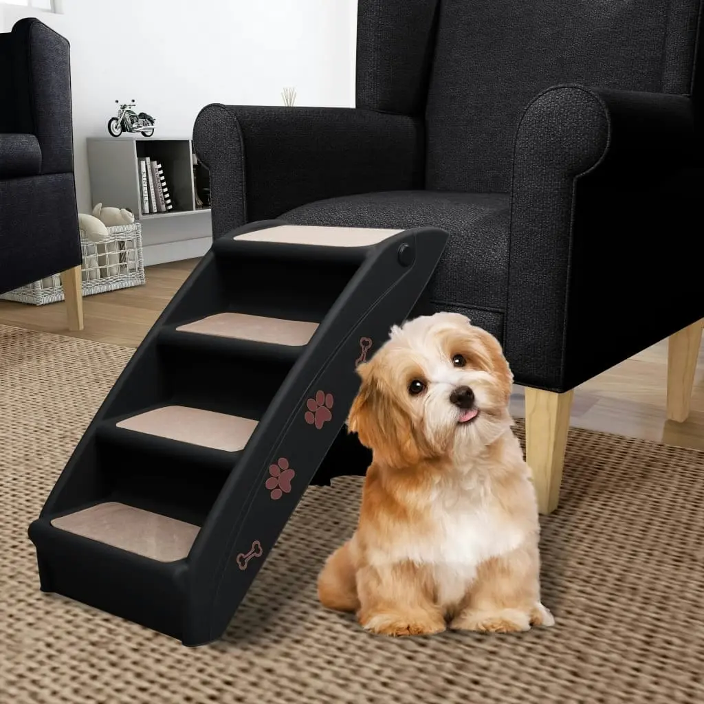 Folding Dog Stairs Black 62x40x49.5 cm 170985