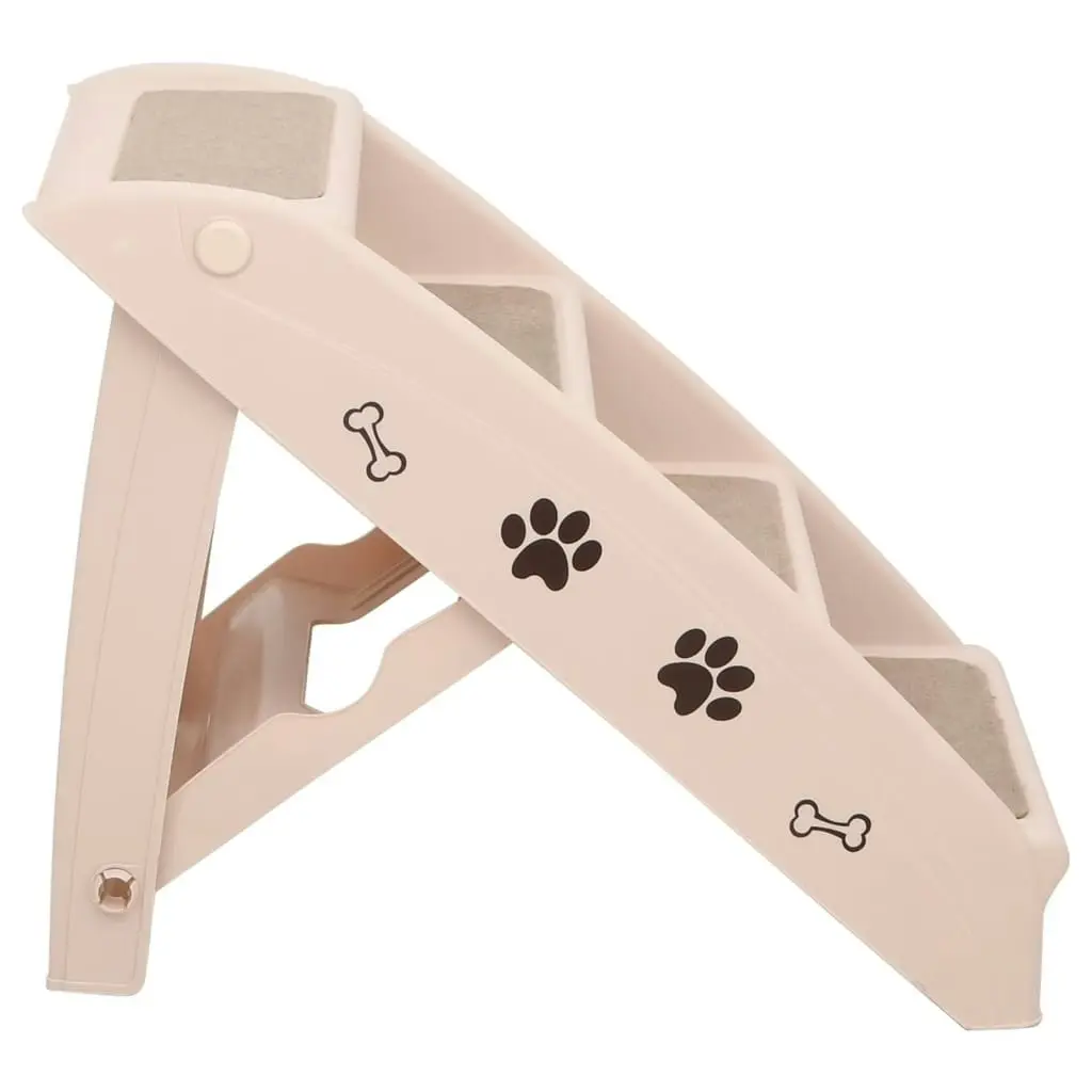 Folding Dog Stairs Cream 62x40x49.5 cm 170984