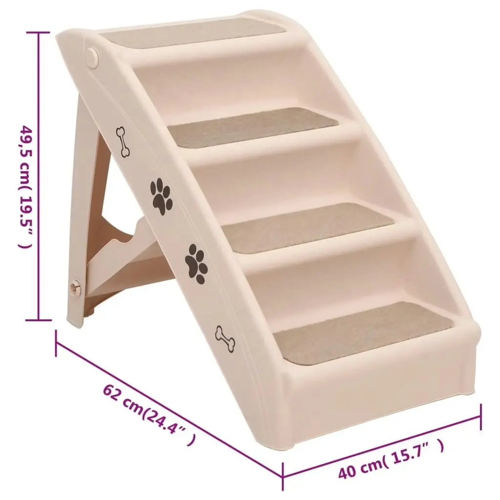 Folding Dog Stairs Cream 62x40x49.5 cm 170984