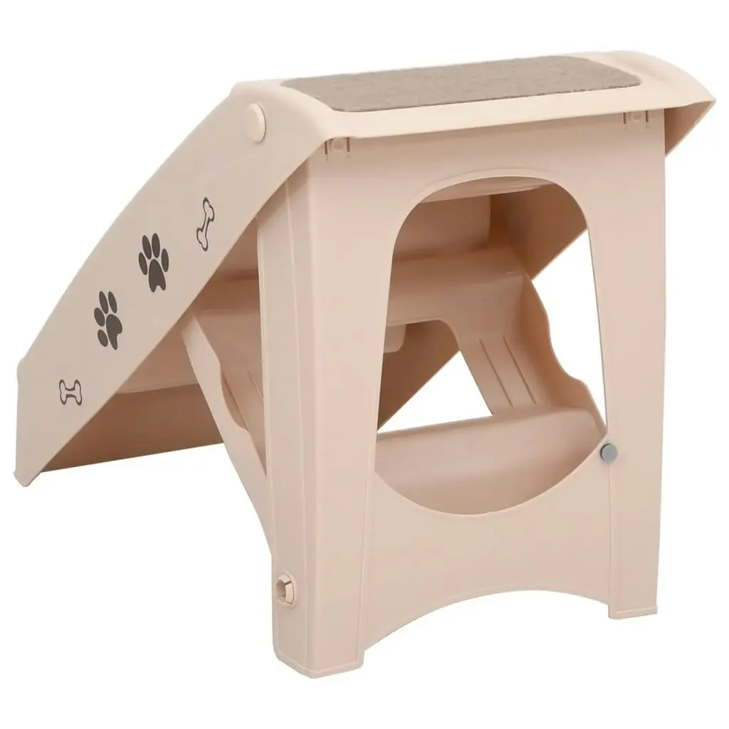 Folding Dog Stairs Cream 62x40x49.5 cm 170984