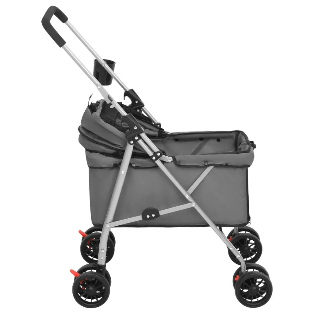 Folding Dog Stroller Grey 76x50x100 cm Oxford Fabric 172201