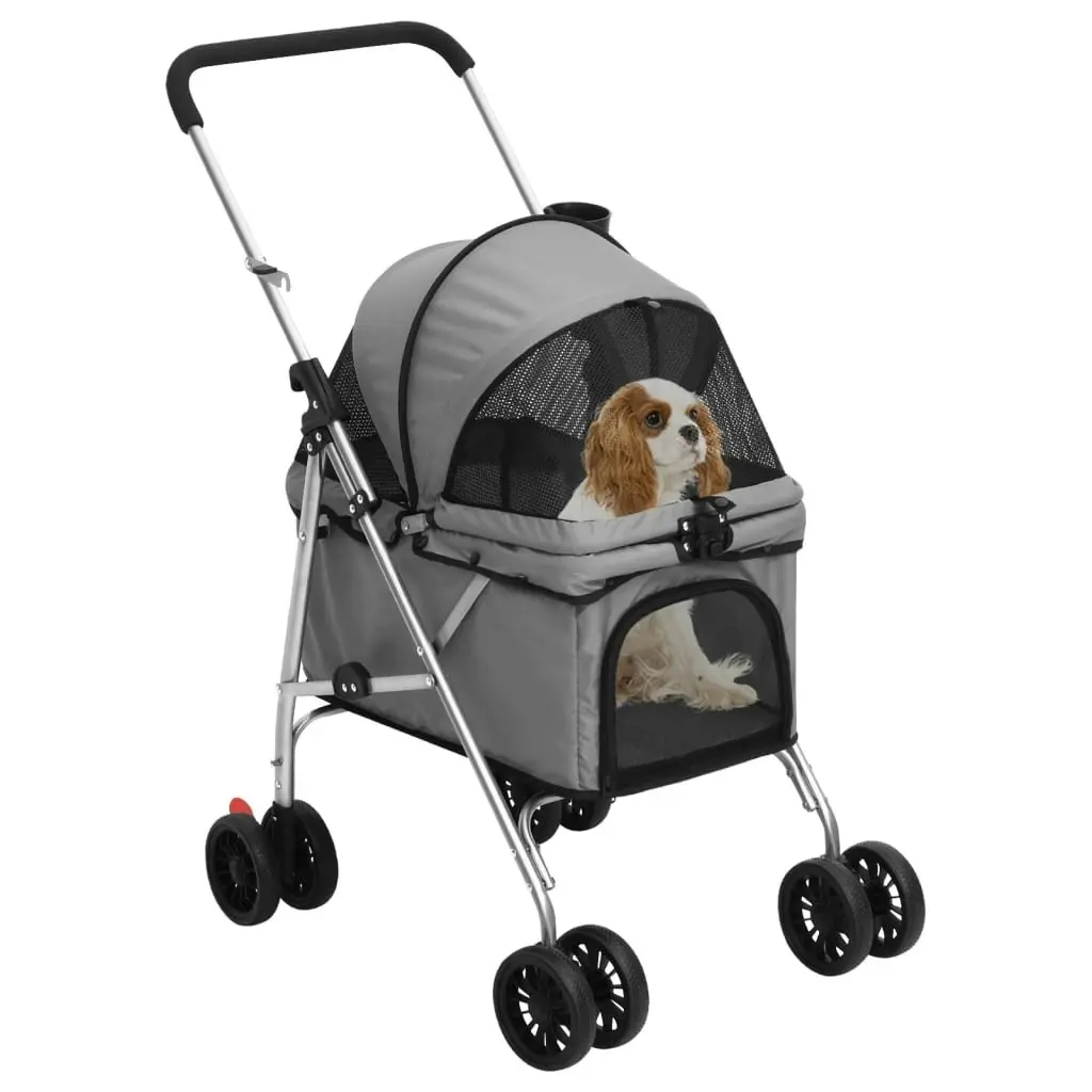 Folding Dog Stroller Grey 76x50x100 cm Oxford Fabric 172201