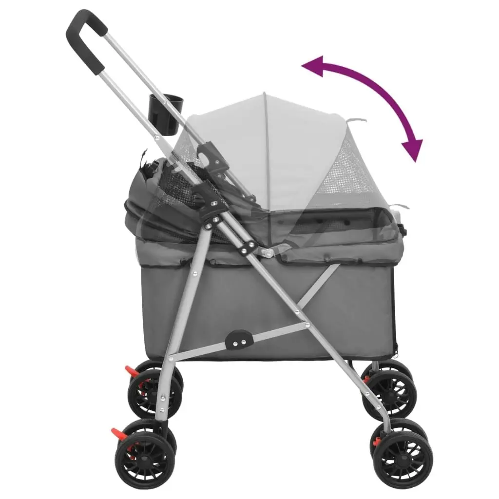 Folding Dog Stroller Grey 76x50x100 cm Oxford Fabric 172201