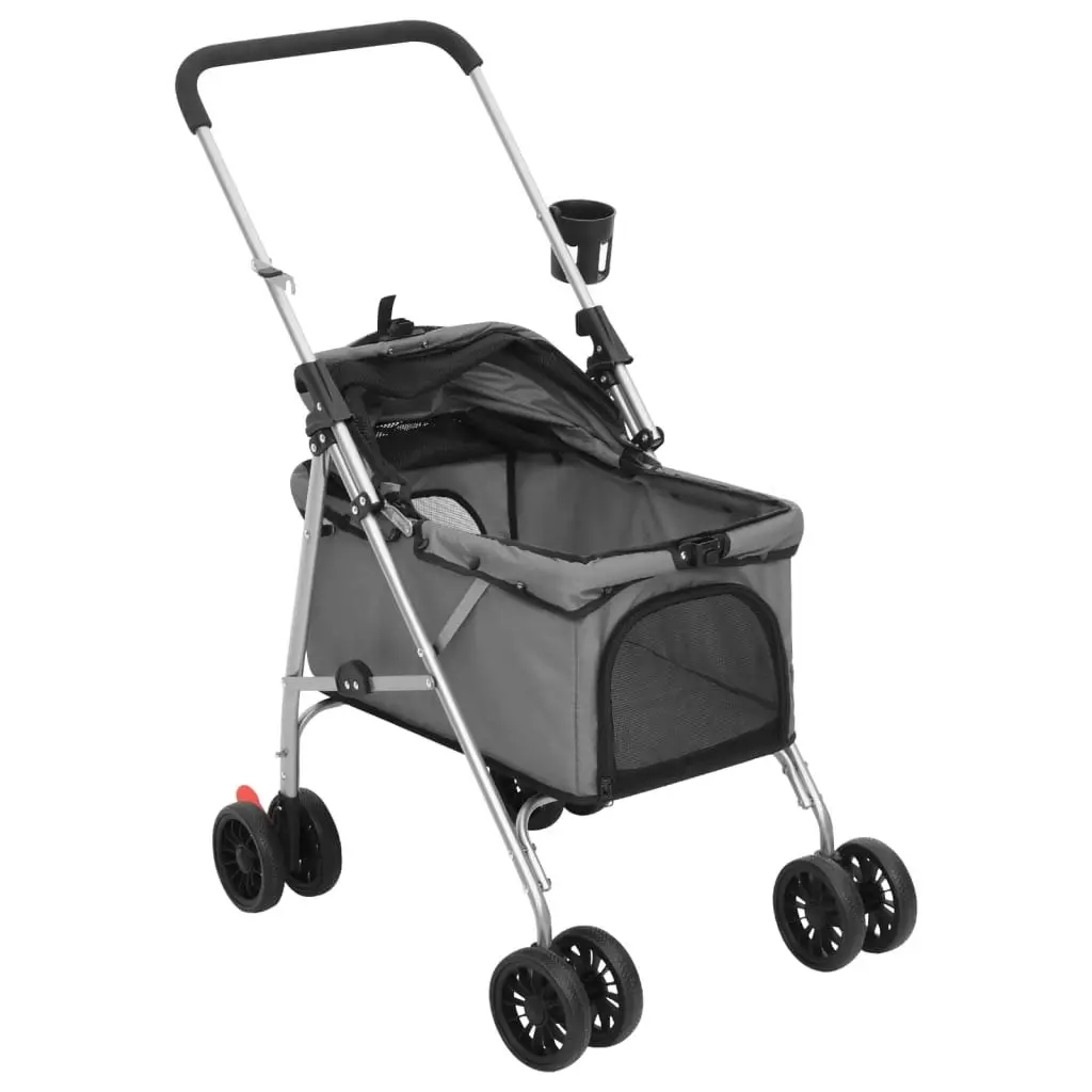 Folding Dog Stroller Grey 76x50x100 cm Oxford Fabric 172201