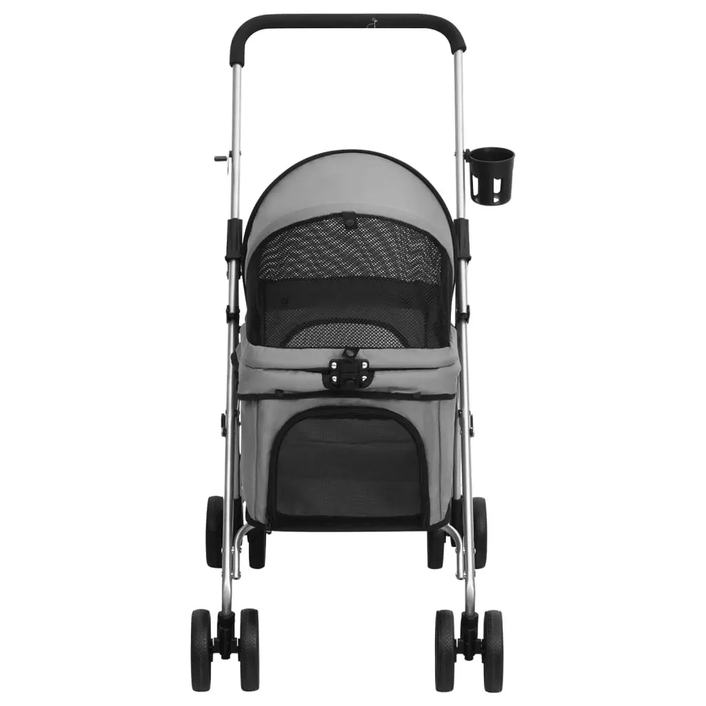 Folding Dog Stroller Grey 76x50x100 cm Oxford Fabric 172201