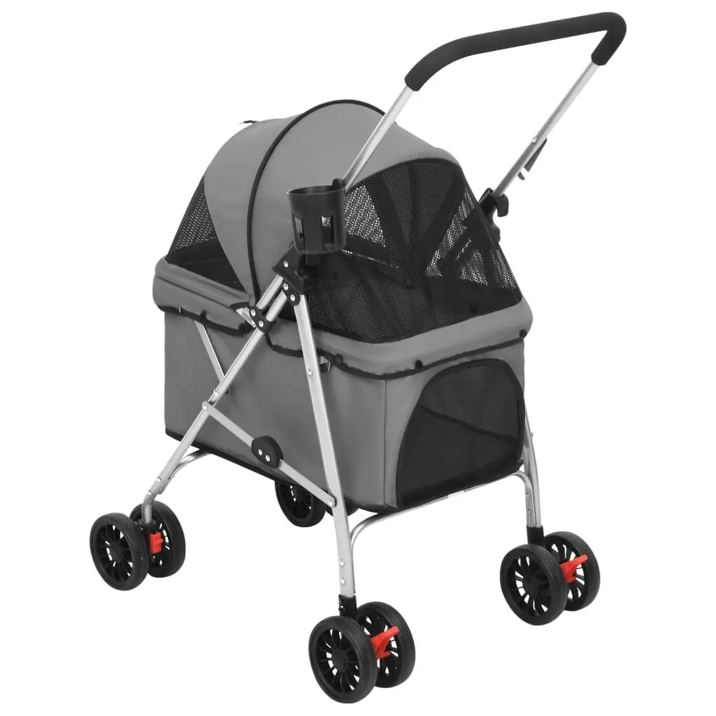 Folding Dog Stroller Grey 76x50x100 cm Oxford Fabric 172201